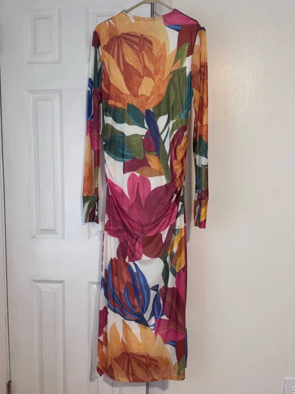 NWT Farm Rio Long-Sleeve Mock-Neck Mesh Slim Midi Dress NWT Large - Picture 7 of 13